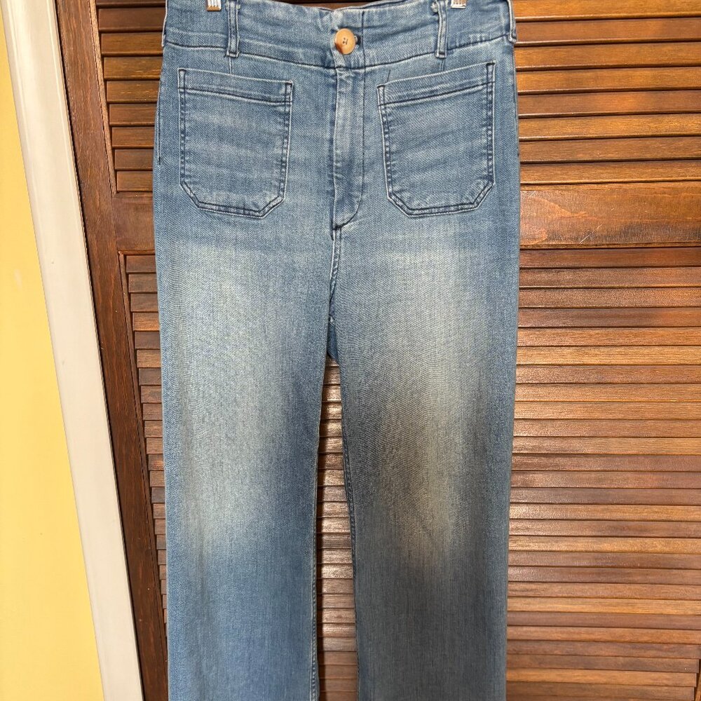 Maeve The Colette Crop High-Rise Wide-Leg Jean Medium Denim